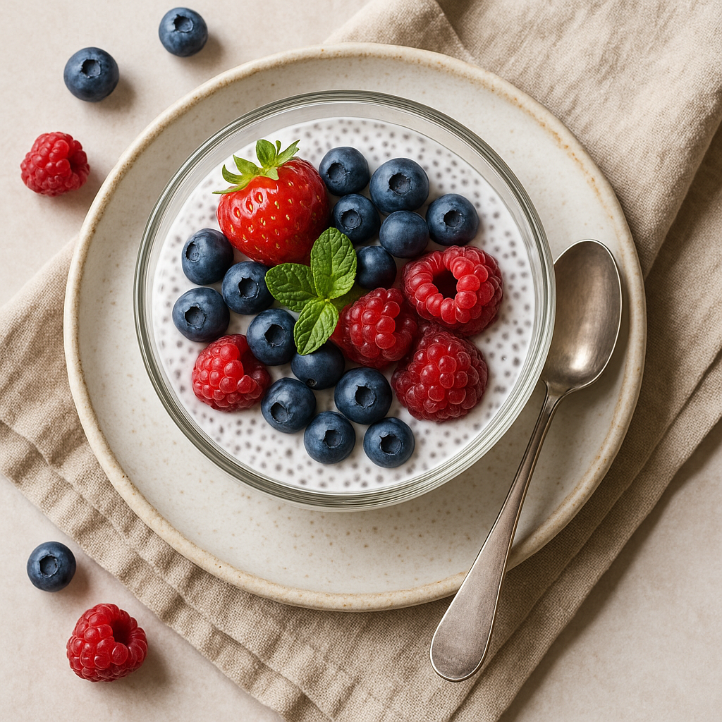 Chia Seed Coconut Pudding with Fresh Berries