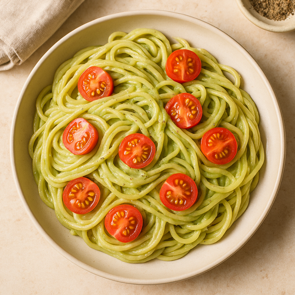 Creamy Avocado Pasta with Cherry Tomatoes