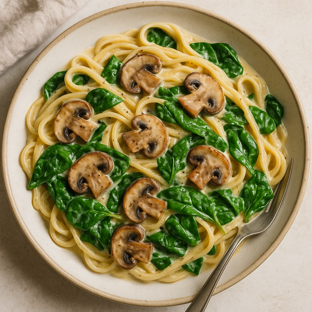 Creamy Mushroom and Spinach Pasta