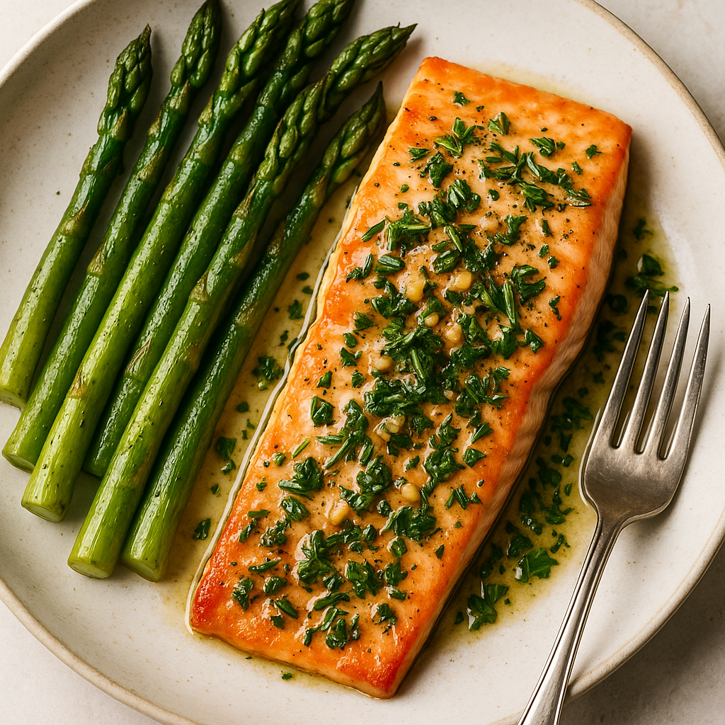 Garlic Butter Herb Salmon with Roasted Asparagus