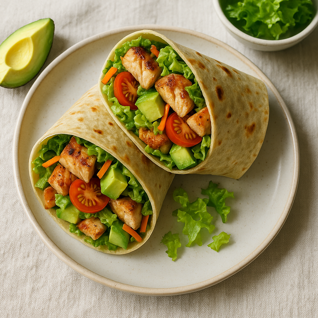 Grilled Chicken and Avocado Salad Wrap