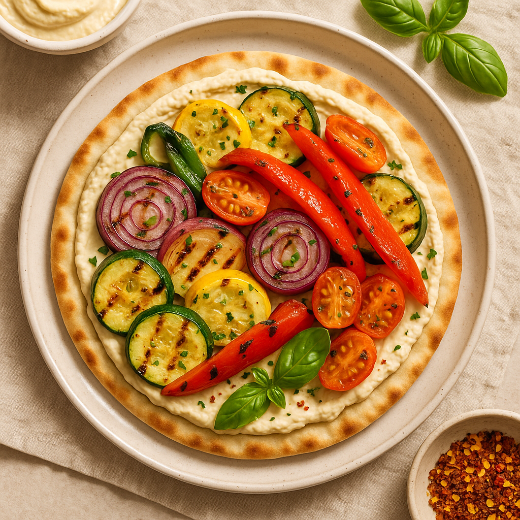Grilled Vegetable and Hummus Flatbread