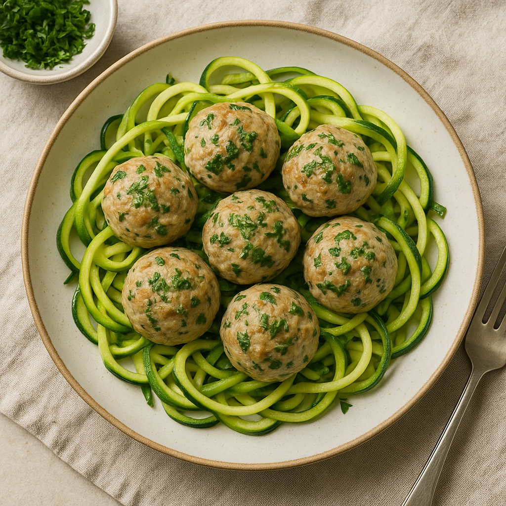 Herb-Infused Turkey Meatballs with Zucchini Noodles