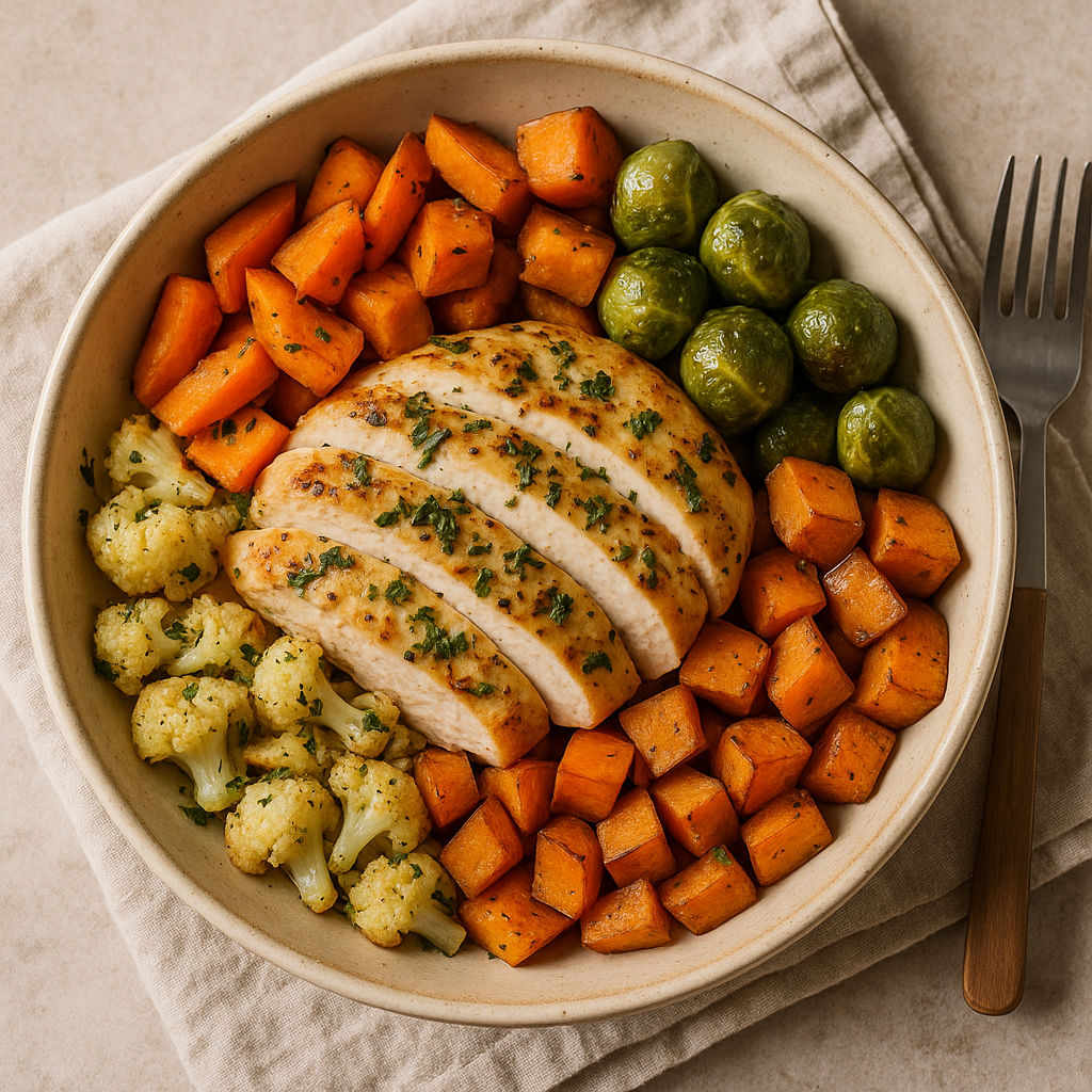 Herbed Chicken and Roasted Veggie Bowl