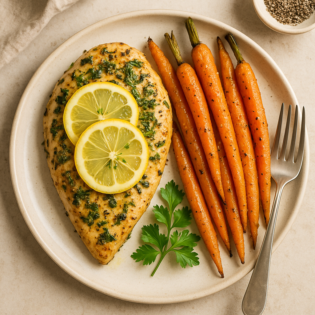 Herbed Citrus Grilled Chicken with Roasted Carrots