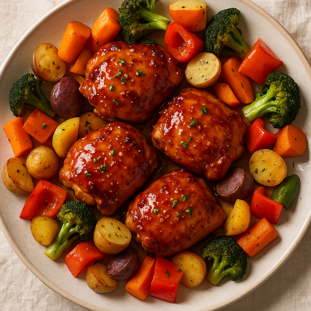 Honey Garlic Glazed Chicken Thighs with Roasted Vegetables