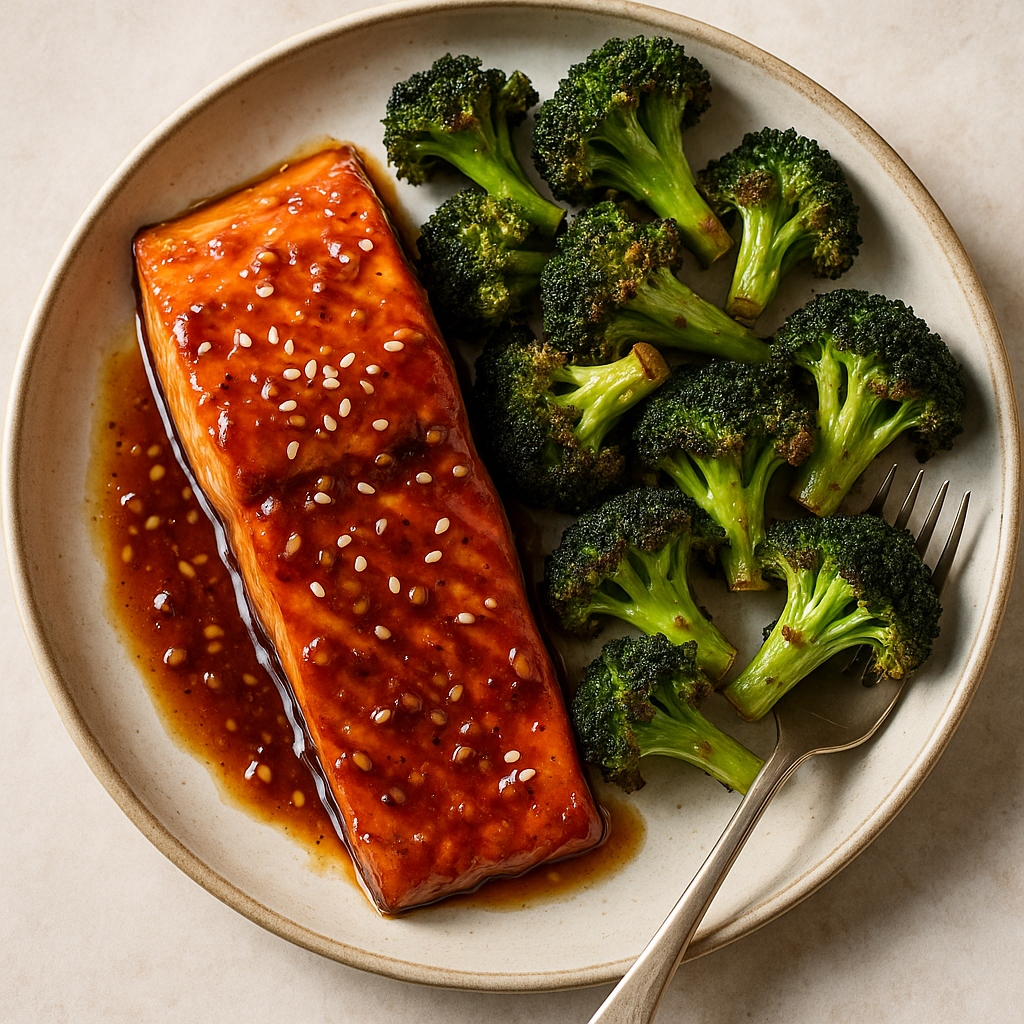 Honey Garlic Glazed Salmon with Roasted Broccoli