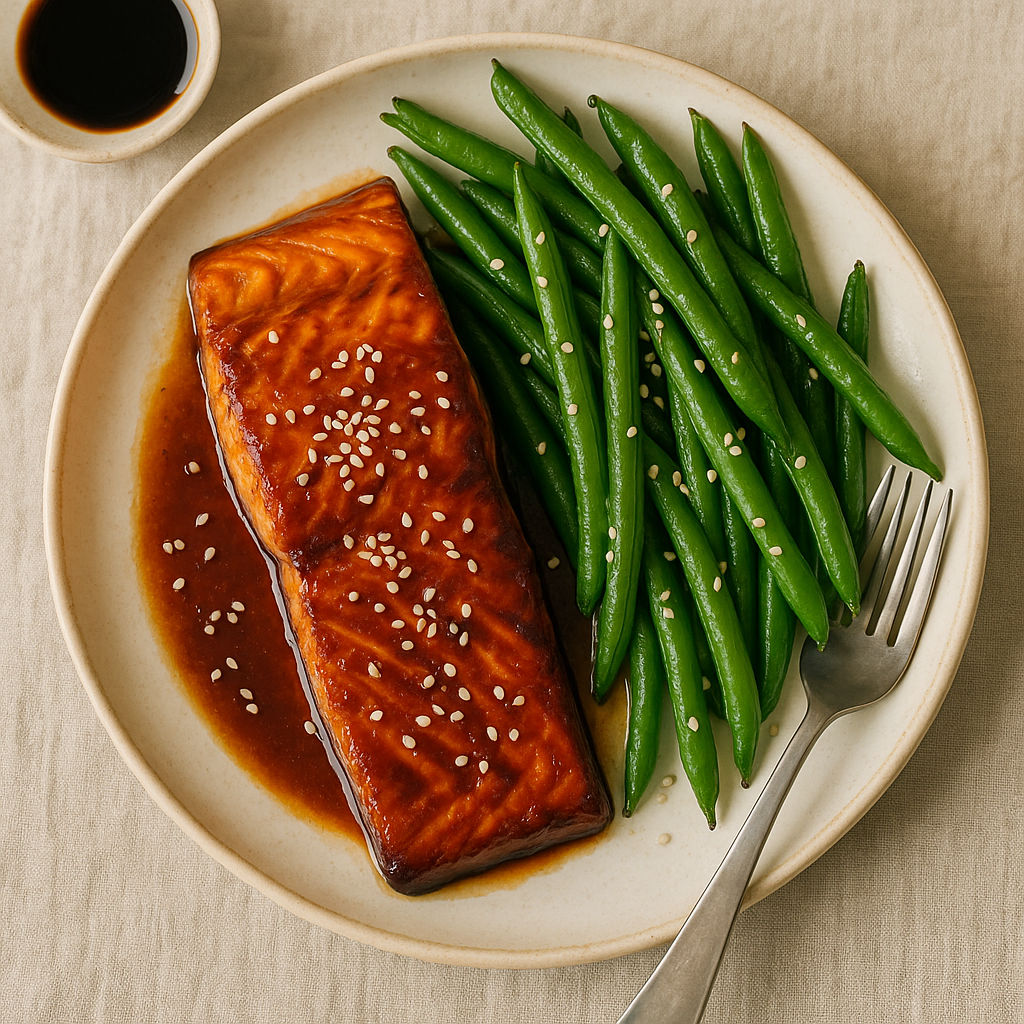 Honey Soy Glazed Salmon with Sesame Green Beans