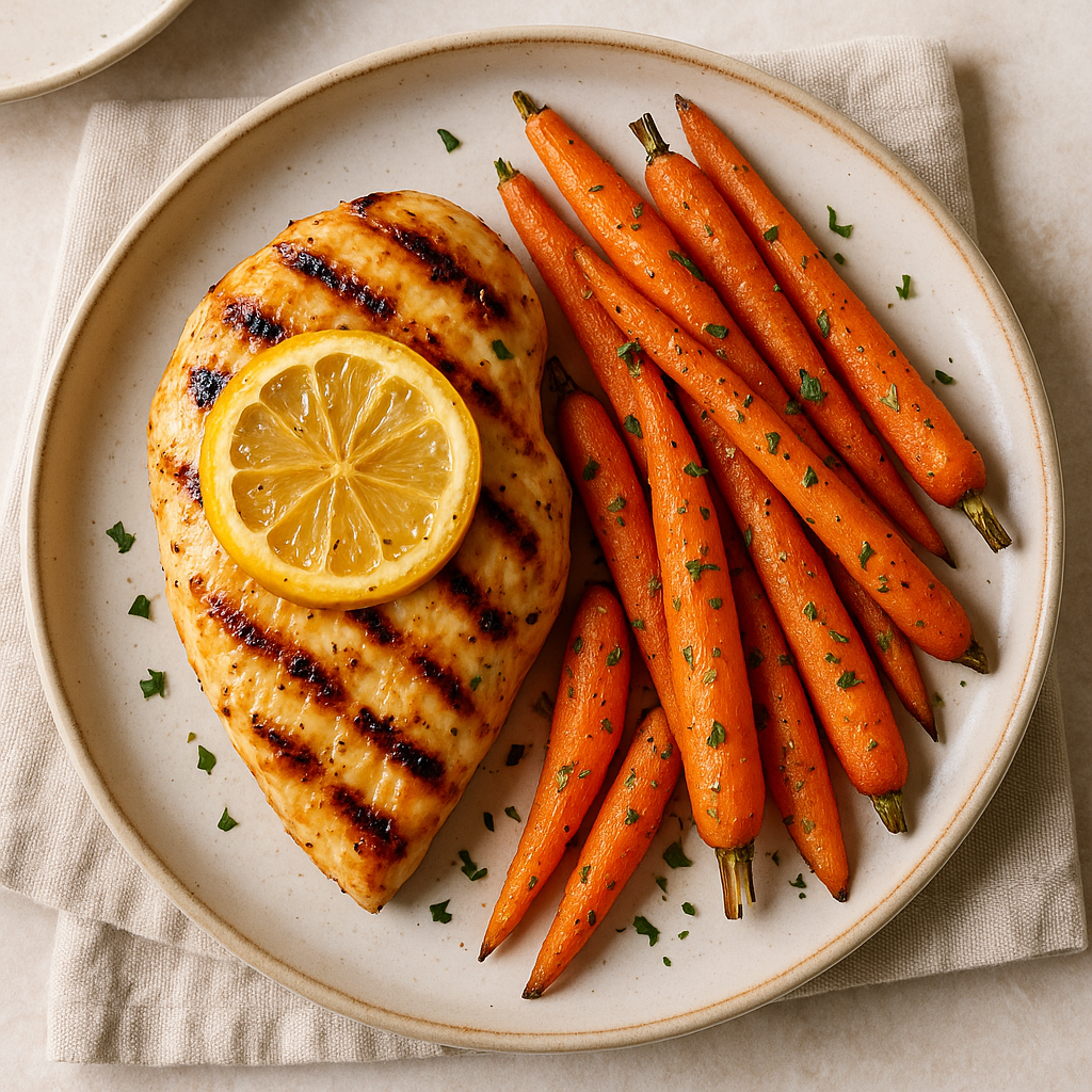Low FODMAP Grilled Lemon Chicken with Roasted Carrots