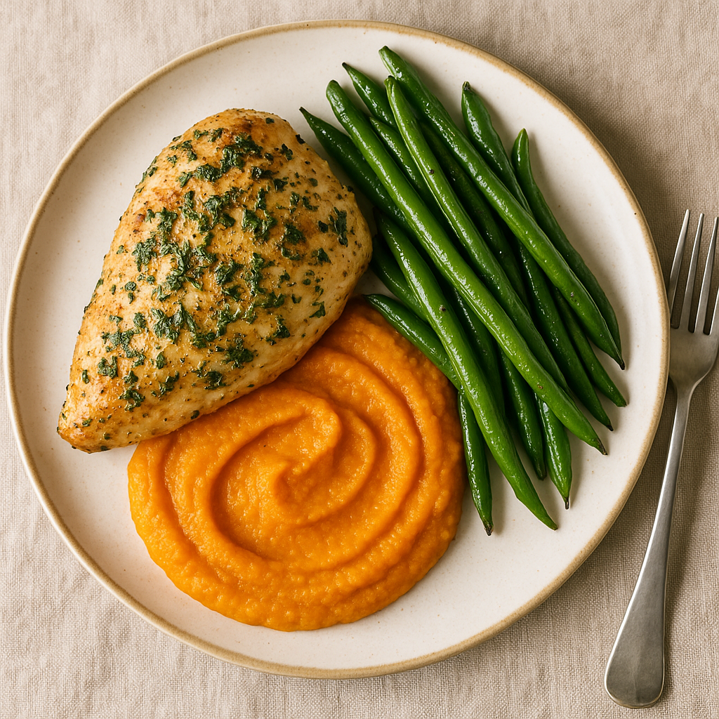 Low FODMAP Herb-Roasted Chicken with Carrot Puree