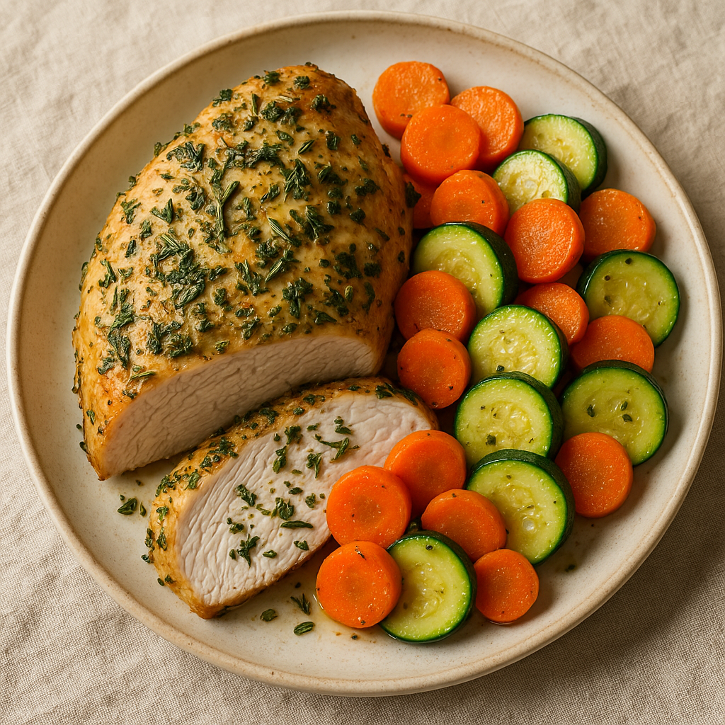 Low FODMAP Herb-Roasted Turkey Breast with Carrot and Zucchini