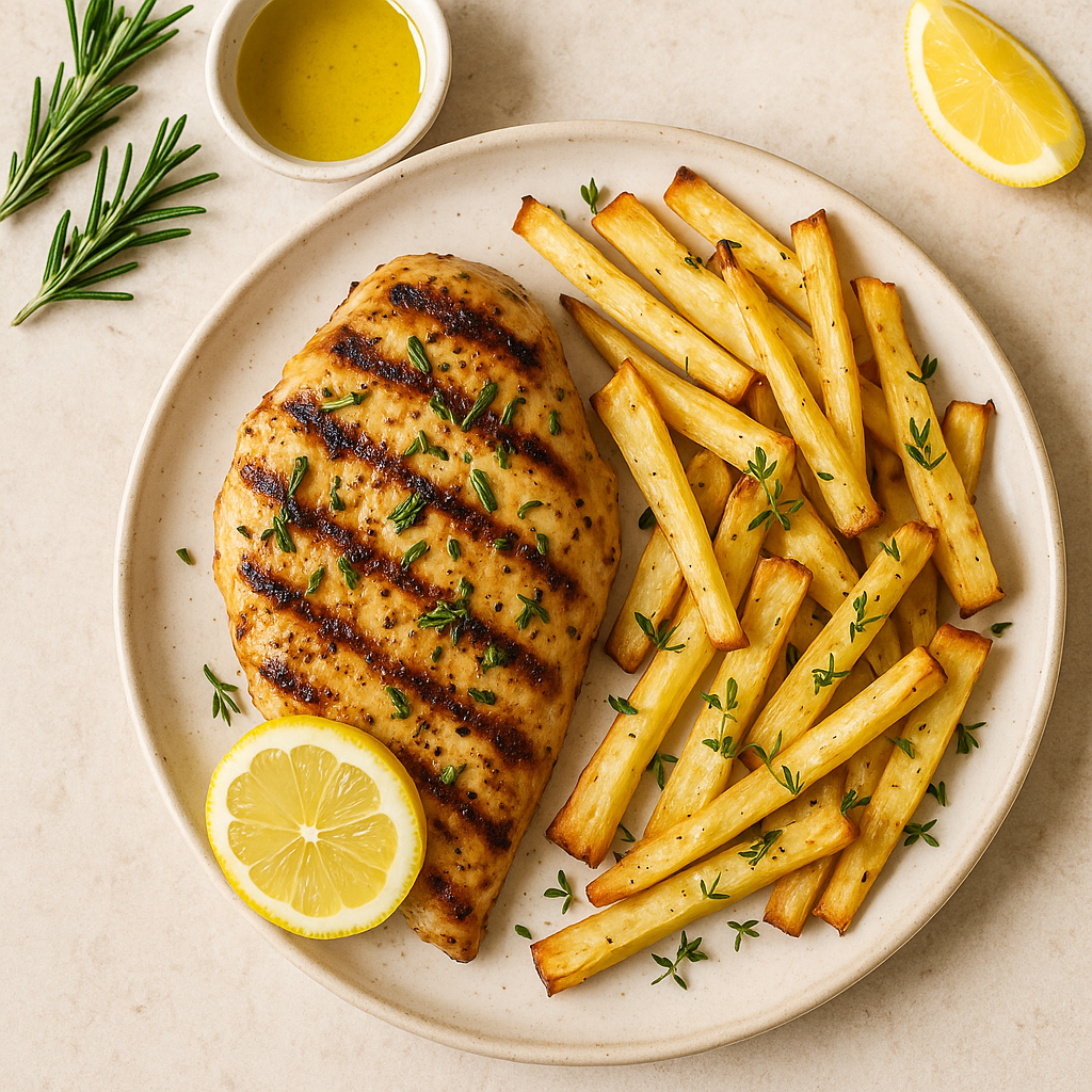 Low FODMAP Lemon Rosemary Grilled Chicken with Roasted Parsnips