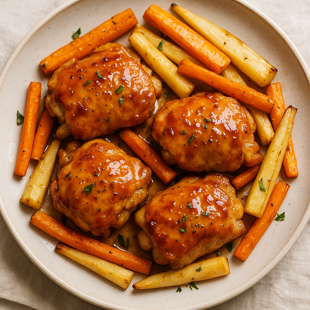Low FODMAP Maple Glazed Carrot and Parsnip Chicken