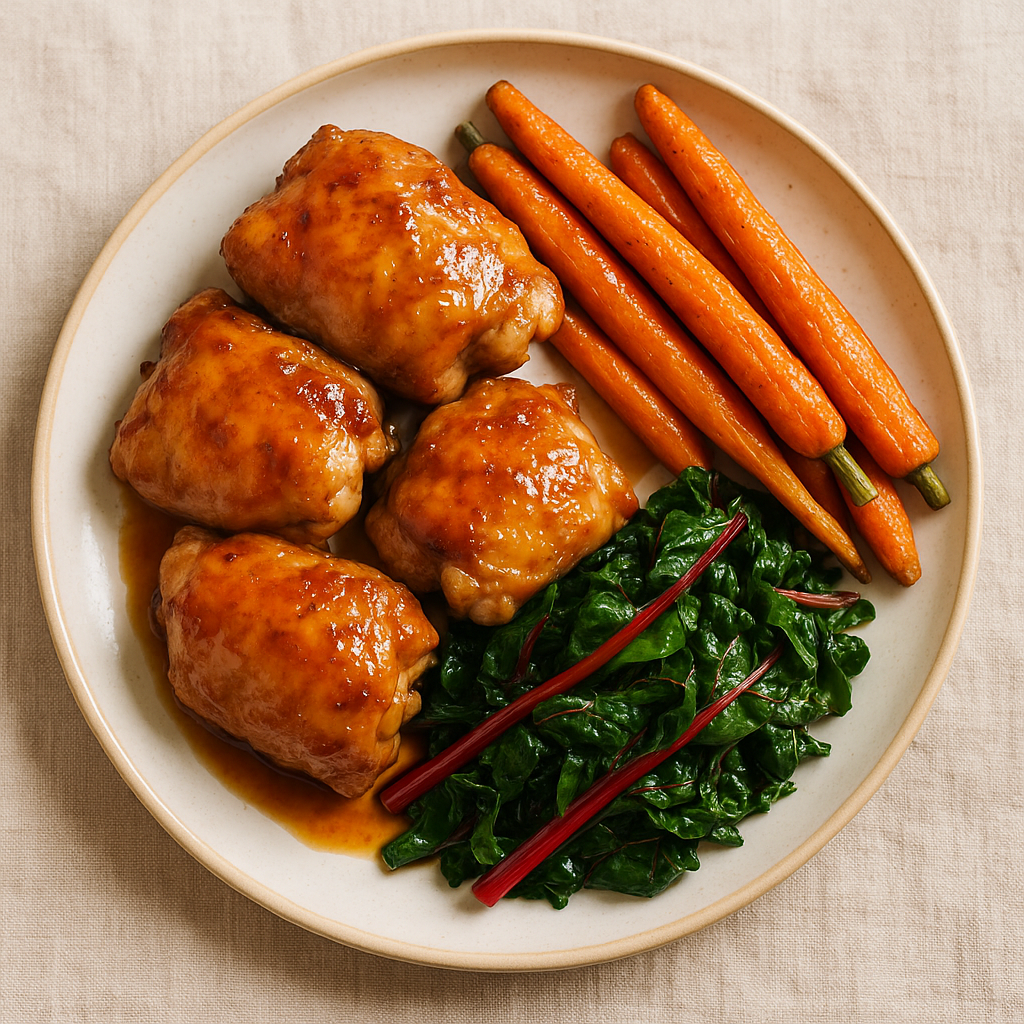 Maple-Glazed Chicken with Roasted Carrots and Swiss Chard