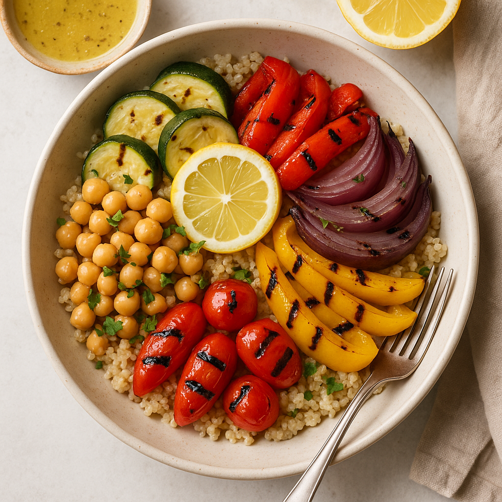 Mediterranean Grilled Veggie Quinoa Bowl