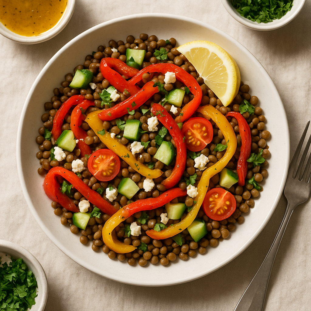 Mediterranean Lentil and Roasted Pepper Salad