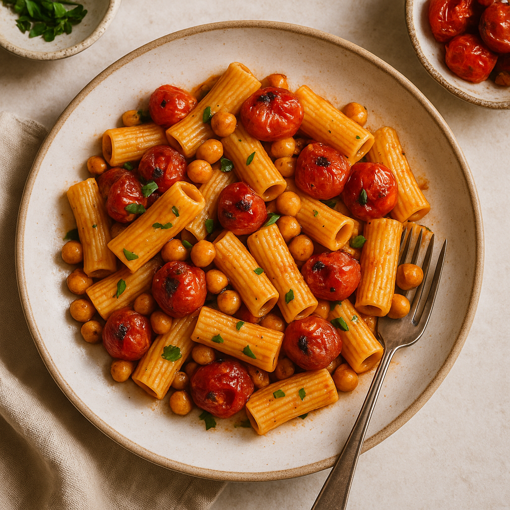Roasted Tomato Chickpea Pasta