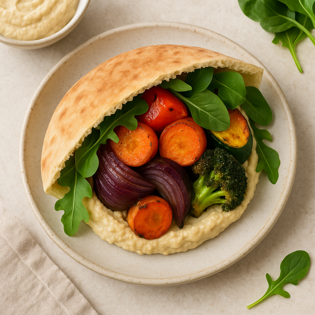Roasted Vegetable and Hummus Pita Pocket