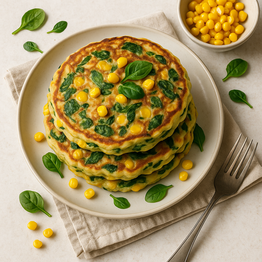 Savory Sweetcorn and Spinach Pancakes