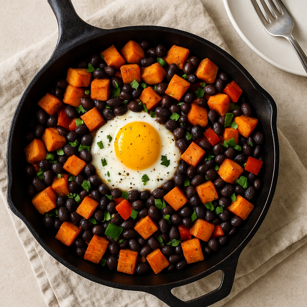 Smoky Sweet Potato and Black Bean Breakfast Hash
