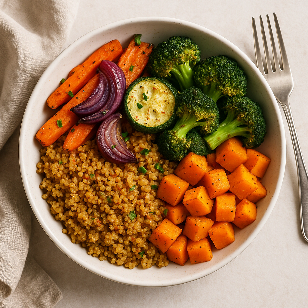 Spiced Quinoa and Roasted Veggie Bowl