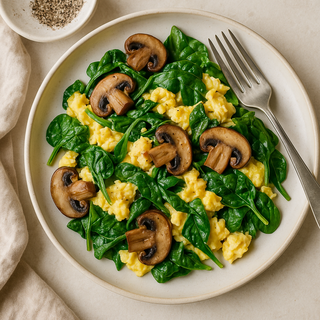 Spinach Mushroom Breakfast Scramble