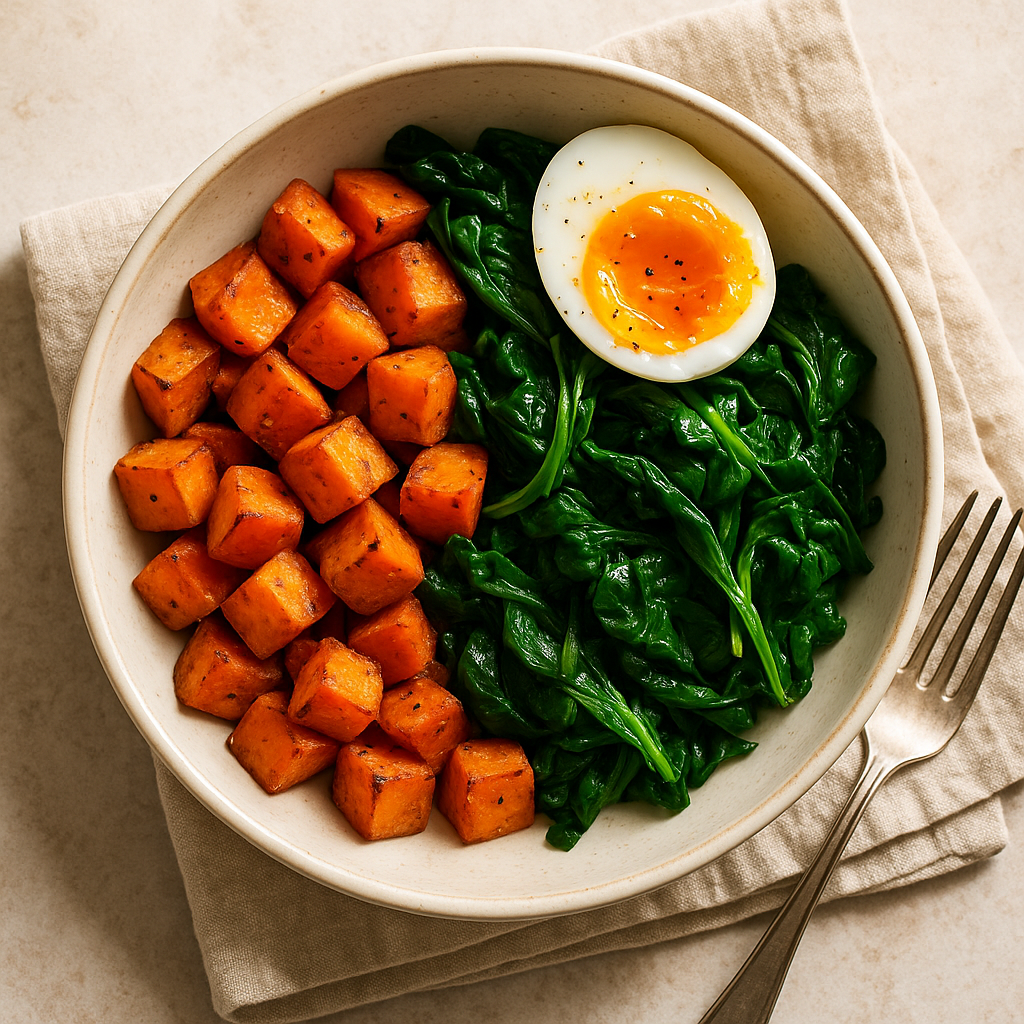 Sweet Potato and Spinach Breakfast Bowl