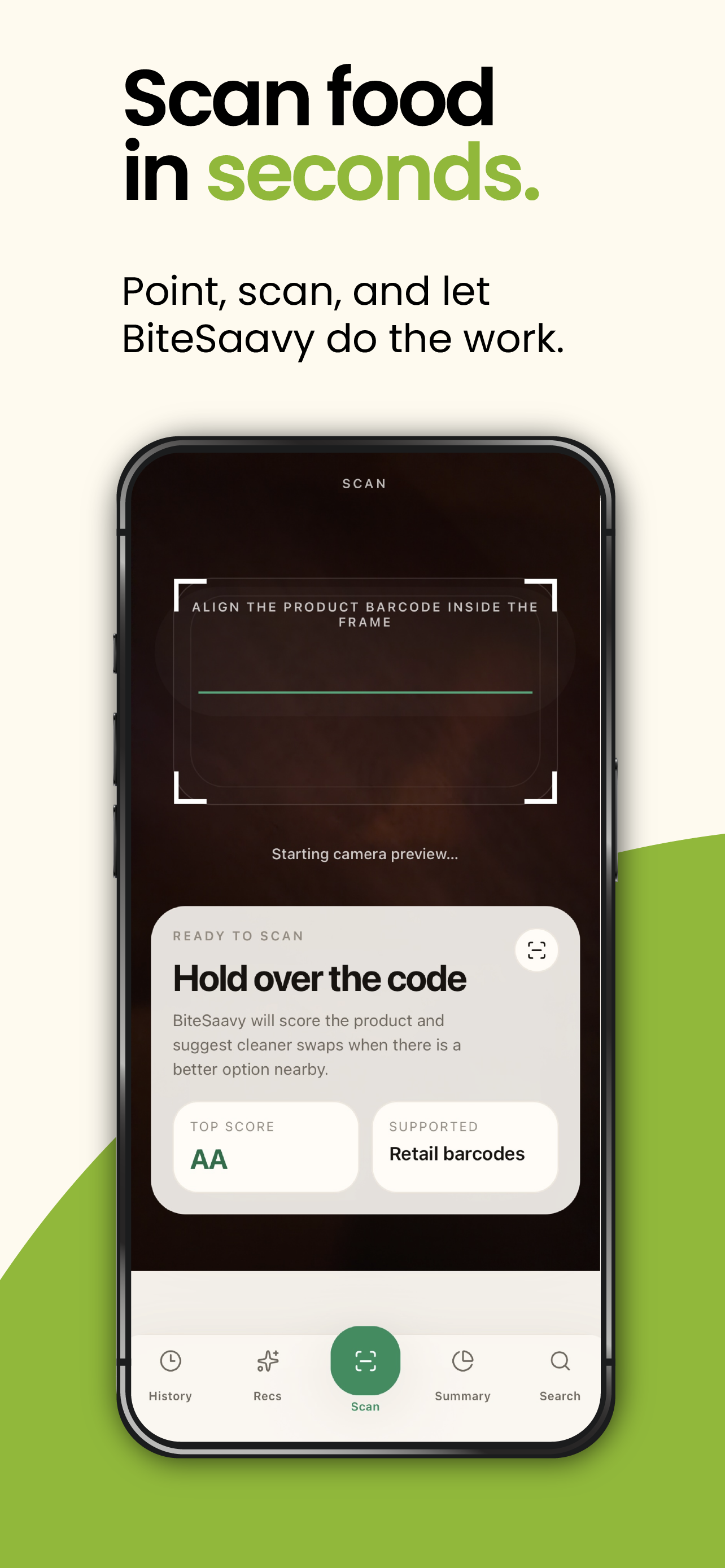 BiteSaavy philosophy around calmer food guidance and context-aware scoring
